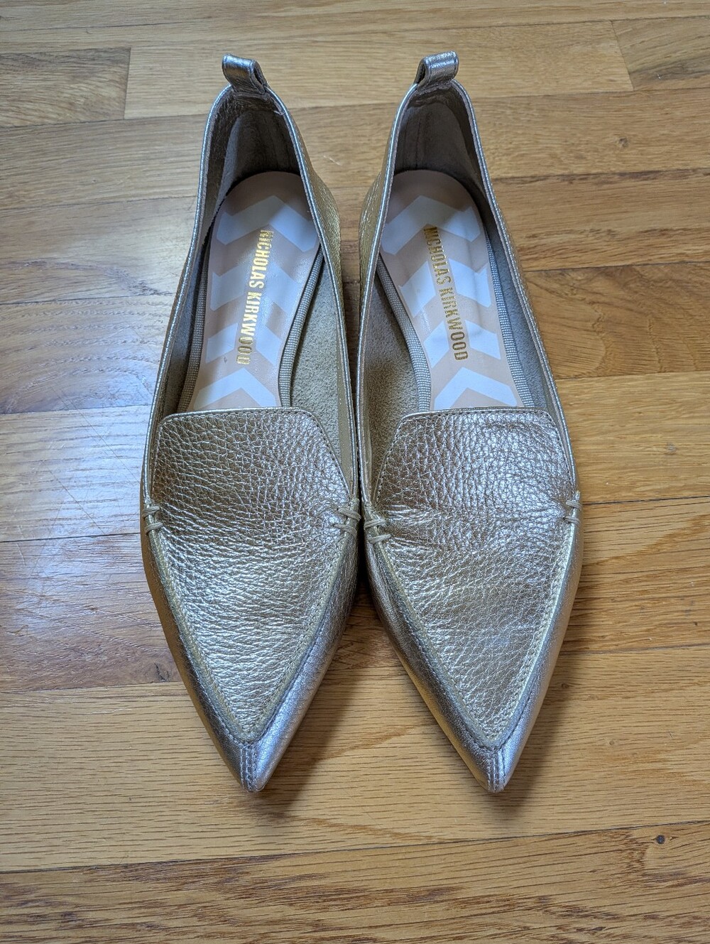 Nicholas Kirkwood Champaign Gold Leather Flats